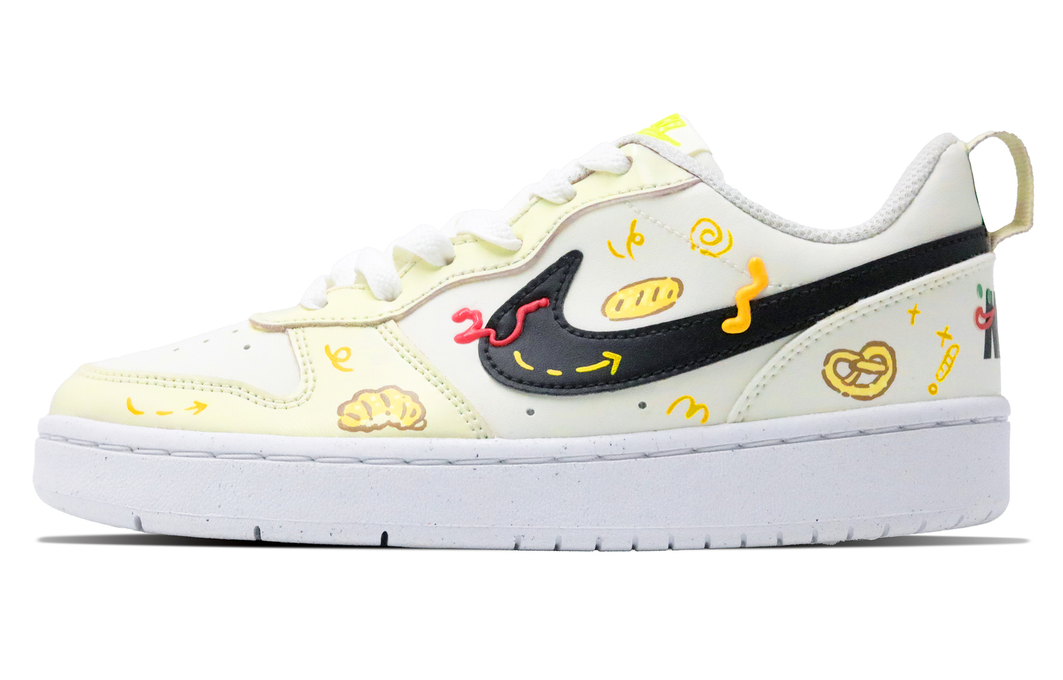 

Nike Кроссовки для скейтбординга Court Borough Cookie Slip Resistant Abrasion Resistant низкие детские желтый белый для подростков