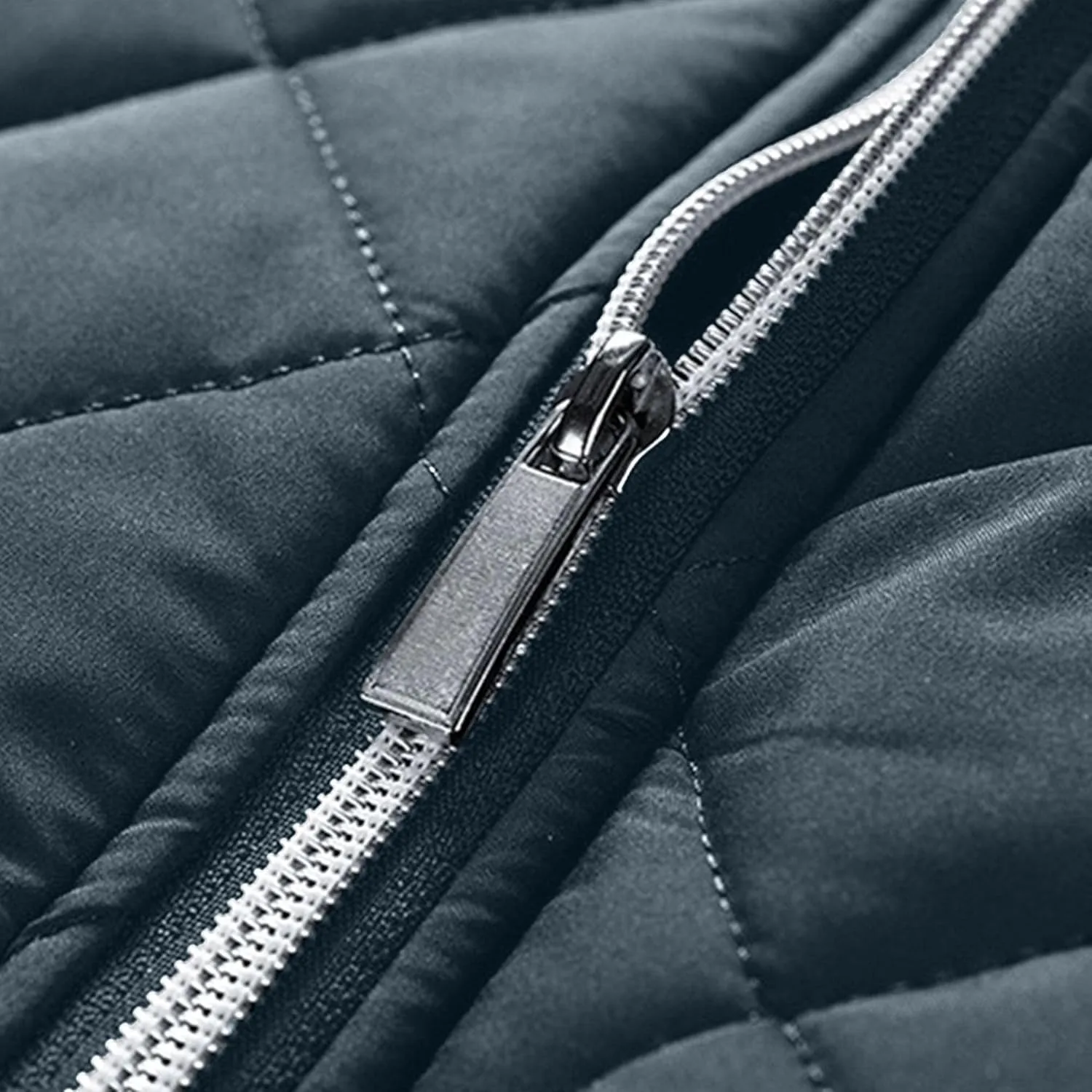 Мужская стеганая куртка Diamond Sherpa с подкладкой, воротником-стойкой, утепленная, на молнии Generic, серый — фото 4