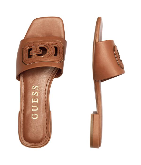 Кожаные тапочки леди хансин Guess, коричневый — фото 4