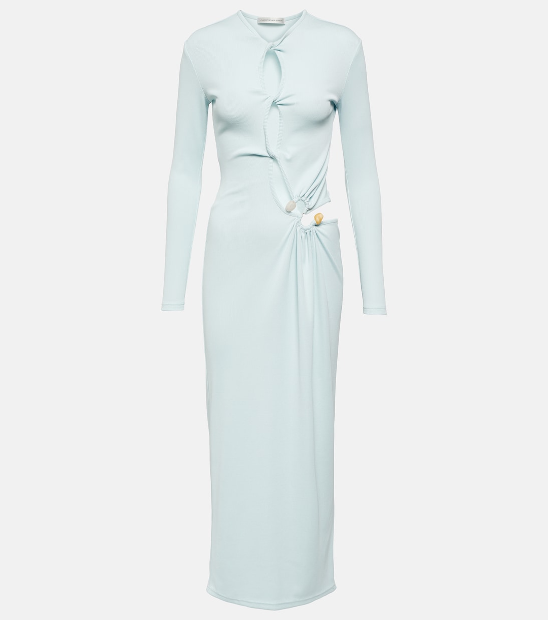 

Платье миди из джерси со сборками и вырезами Christopher Esber, Powder