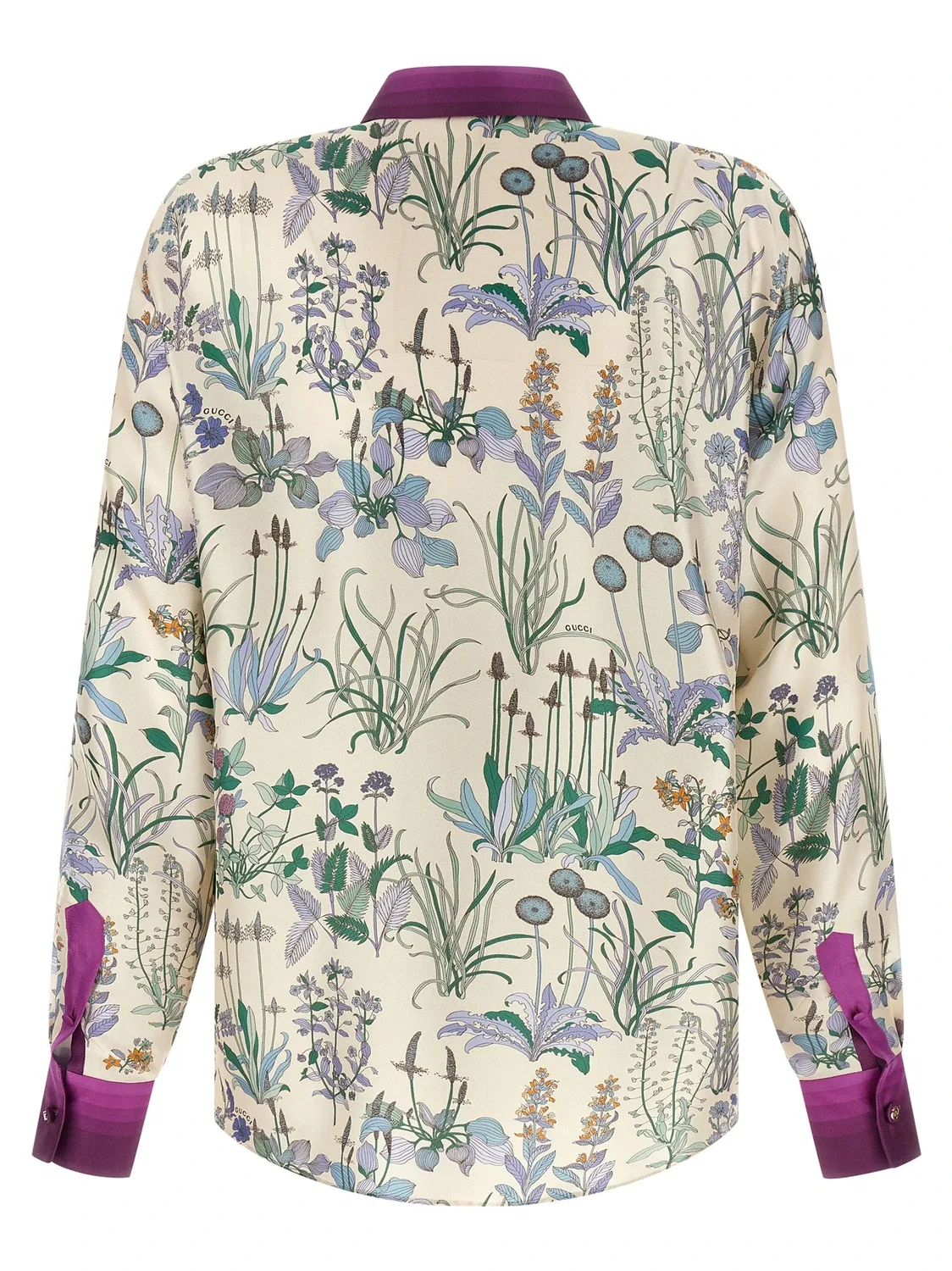 Шелковая рубашка GUCCI, классический крой, мультиколор — фото 2