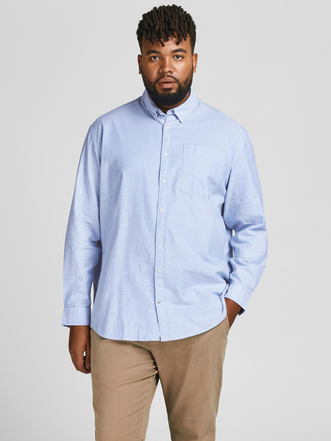 

Рубашка Jack & Jones Einfarbiges Plus Size Übergrößen Business Shirt JJEOXFORD, синий