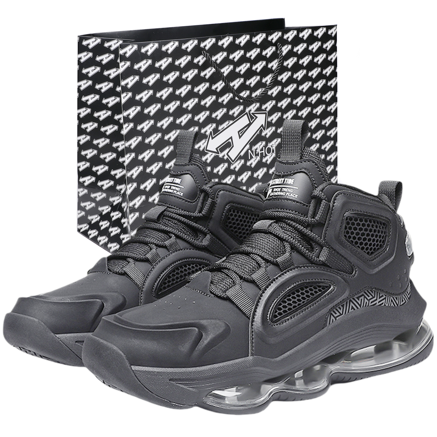 

N·HOT Ударопрочные увеличивающие рост высокие кеды на воздушной подушке для бега мужские Black Knight, цвет Black Knight