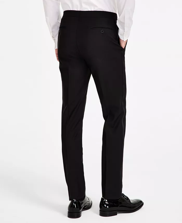 Мужские классические брюки-смокинг из шерстяной смелки, Slim-Fit Calvin Klein, черный — фото 4