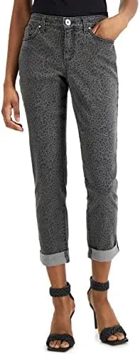 

International Concepts женские джинсы Mid Rise с леопардовым принтом Straight Leg