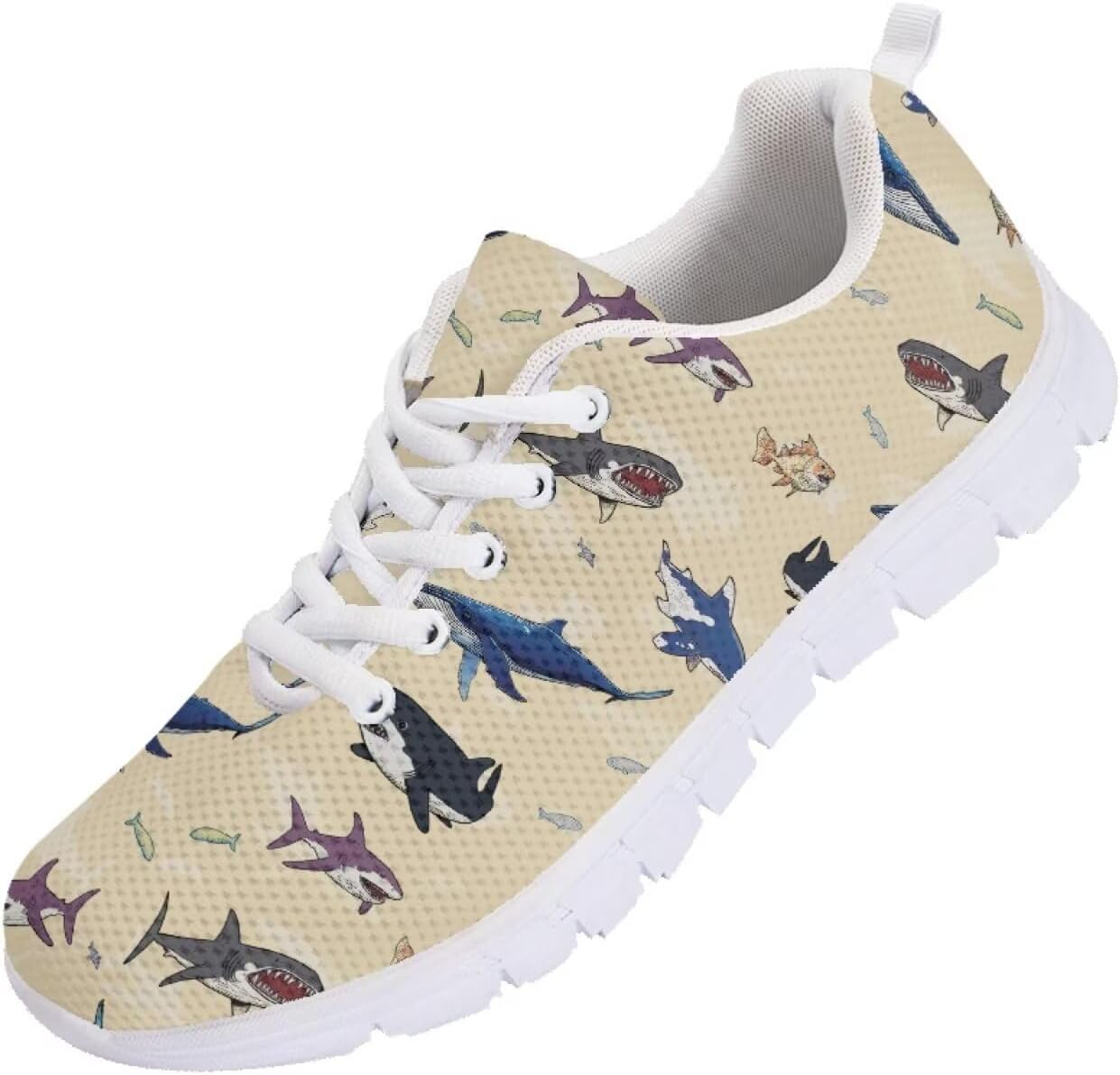 

Мужские кроссовки Funnydude Funny Print для осенних прогулок, удобные с дышащей сеткой, Shark