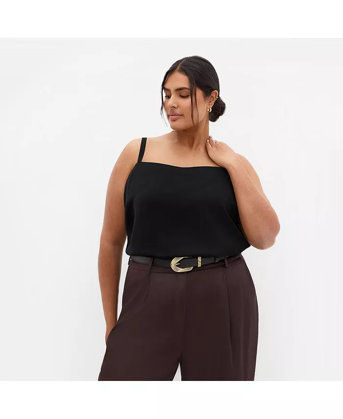 

Майка-комбинезон Sadie Straight Neck размера Plus CITY CHIC, черный