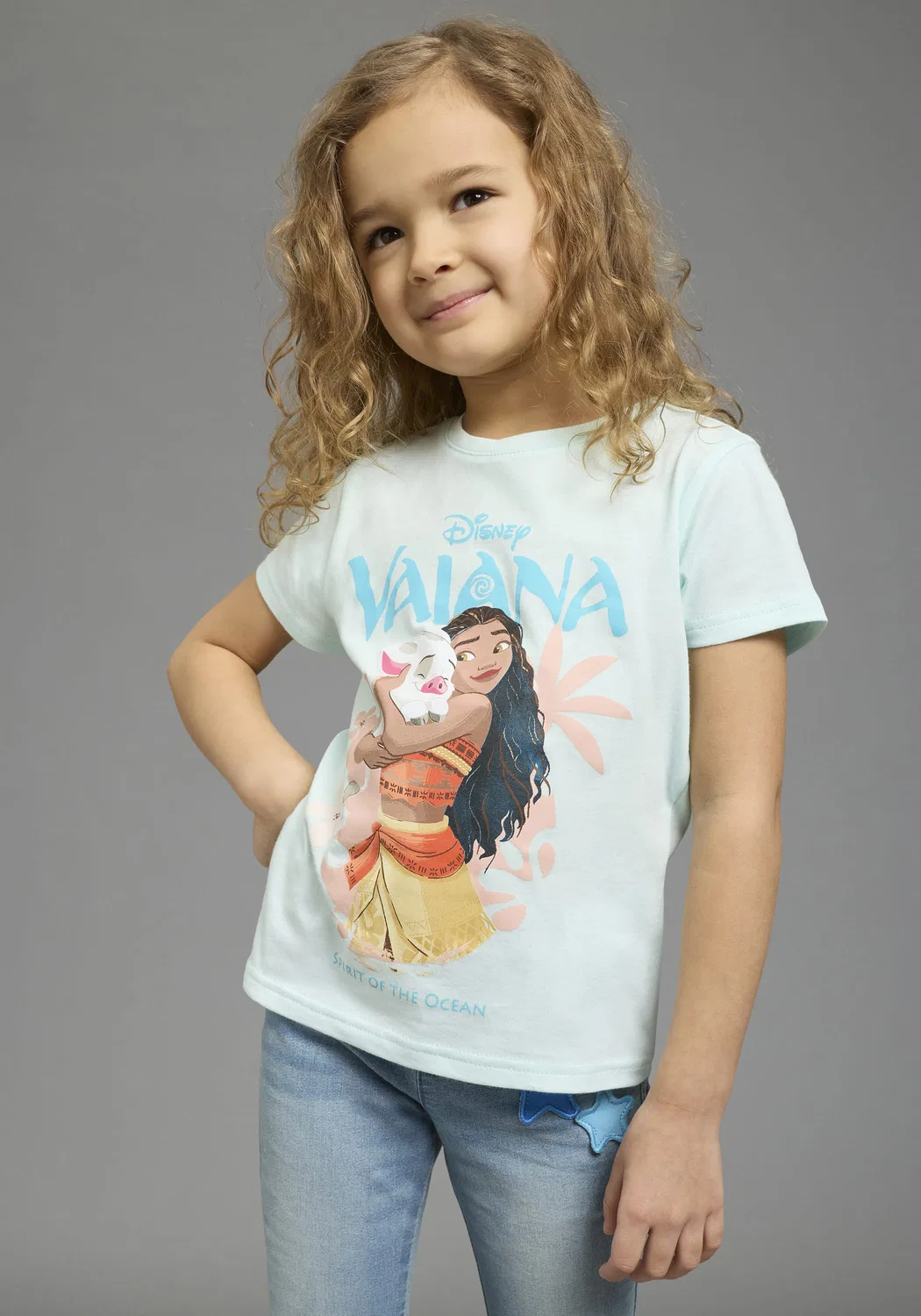 Футболка детская с принтом Vaiana, Kidsworld, бирюзовый — фото 2