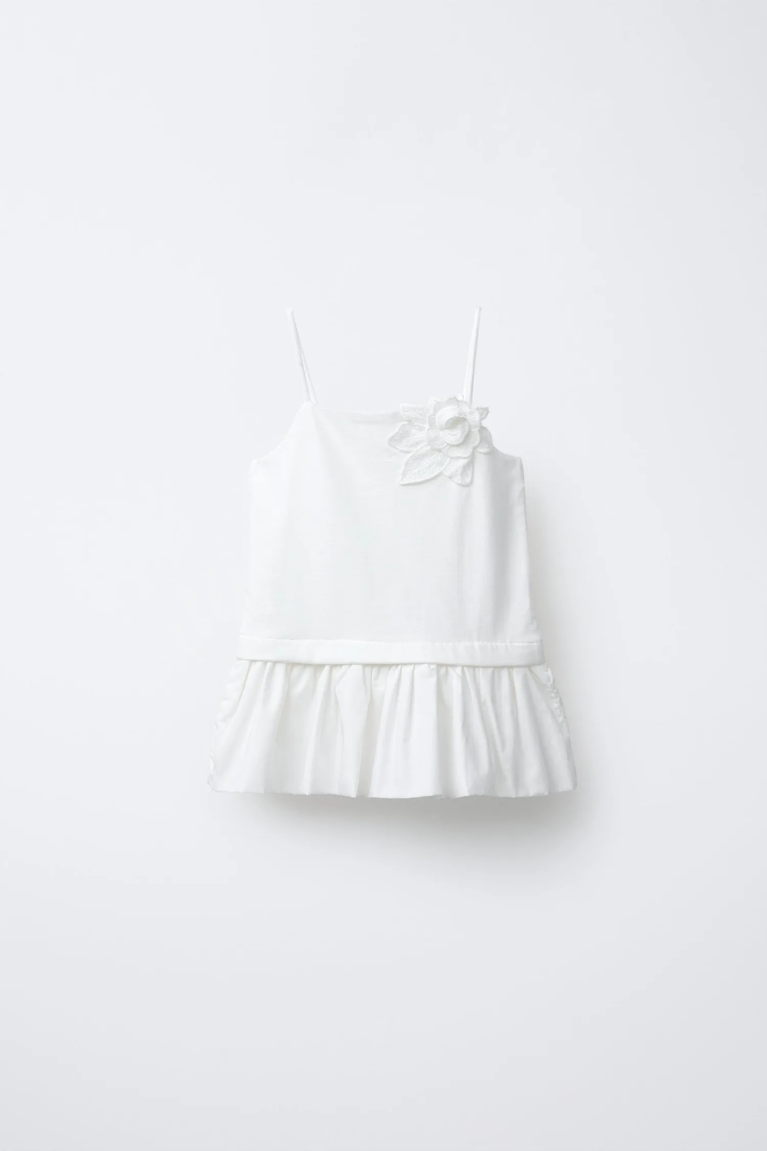 Топ ruffle and flower top Zara, белый