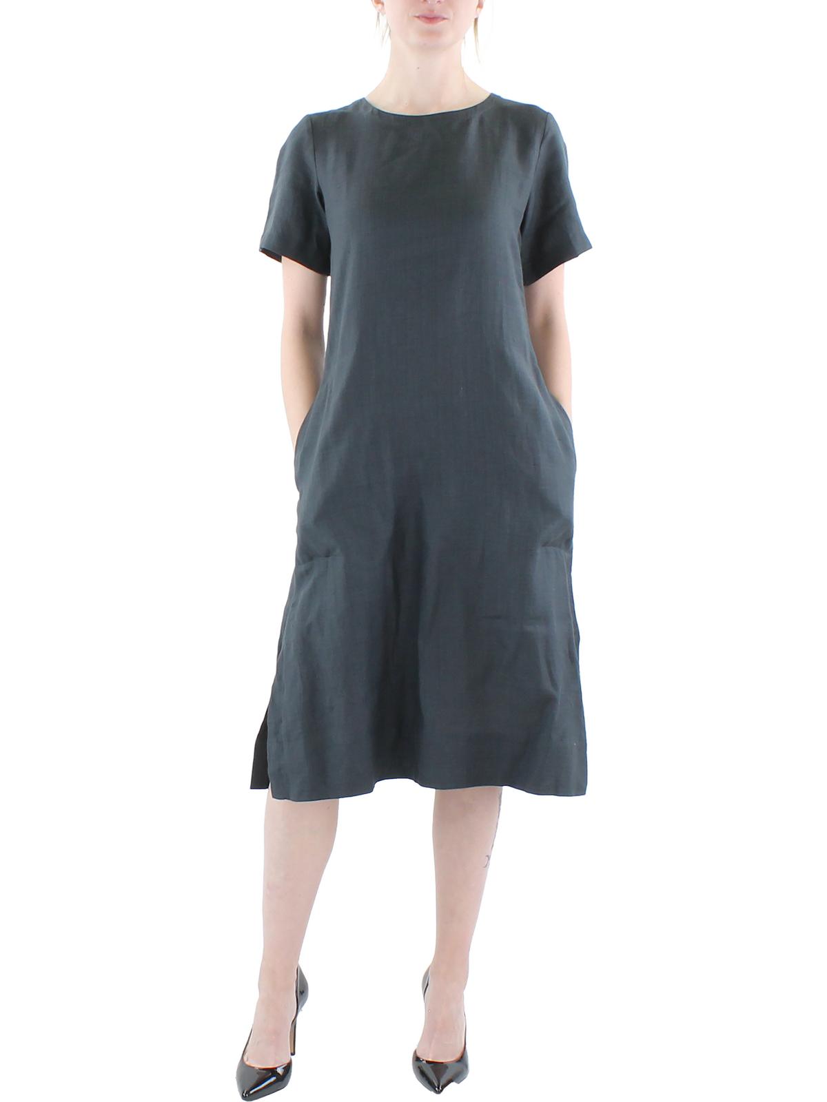 

Женское льняное платье миди длиной до щиколотки Eileen Fisher, цвет graphite