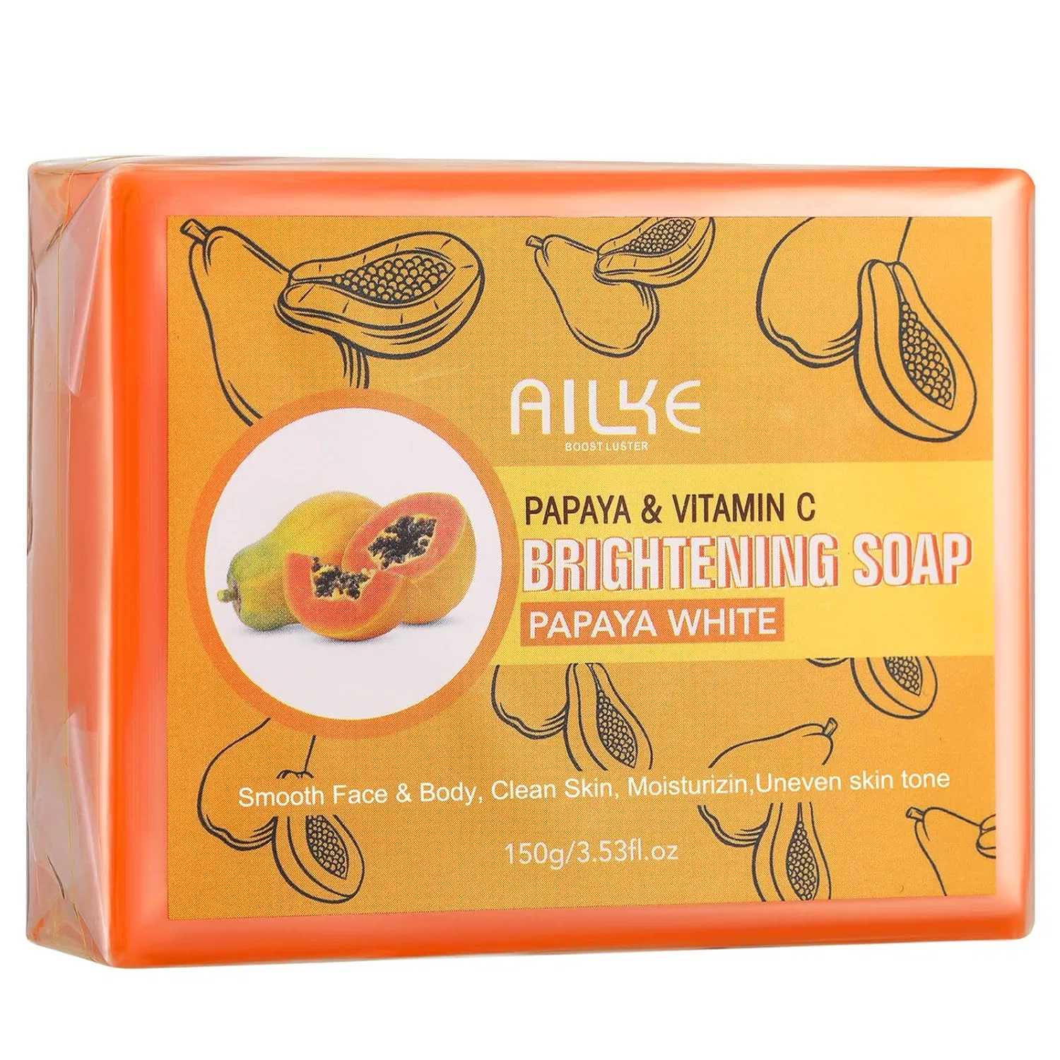 Осветляющее мыло с папайей и глутатионом, 150 г Ailke Boost Luster, Papaya Soap