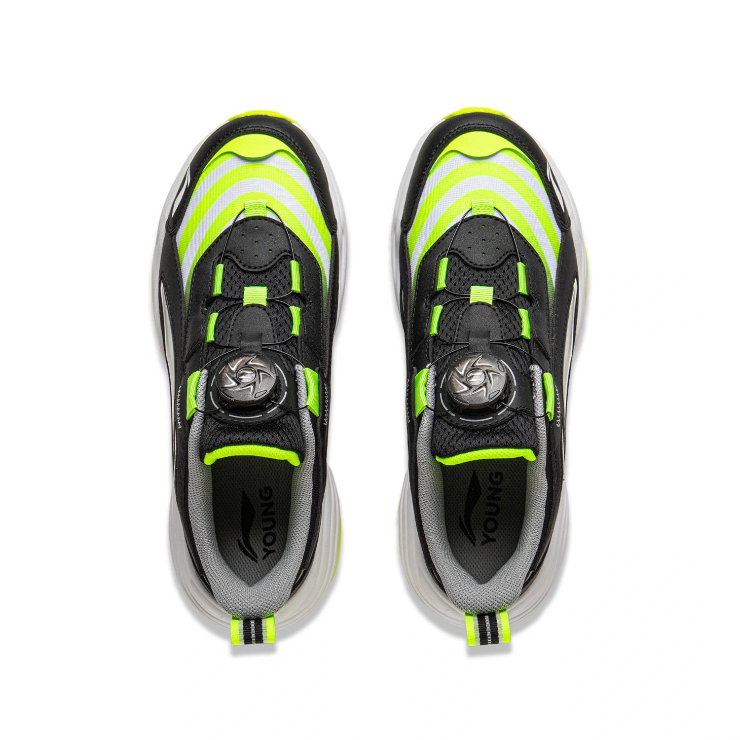 Большие кроссовки Aurora Sports Life Shock Absorbers с низким верхом для детей LINING YOUNG, черный/зеленый — фото 4