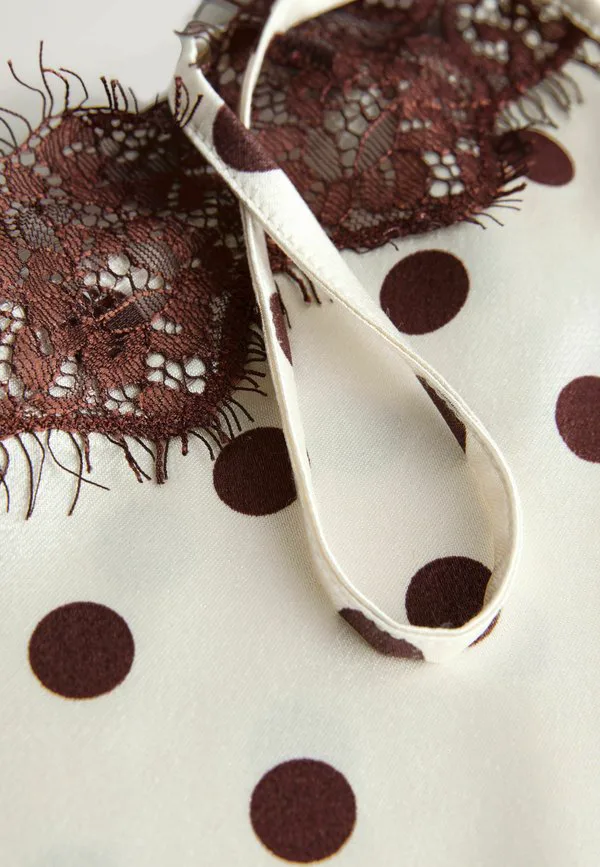 Топ-Майка стандартного кроя Next, Cream Chocolate Brown Polka Dot — фото 2
