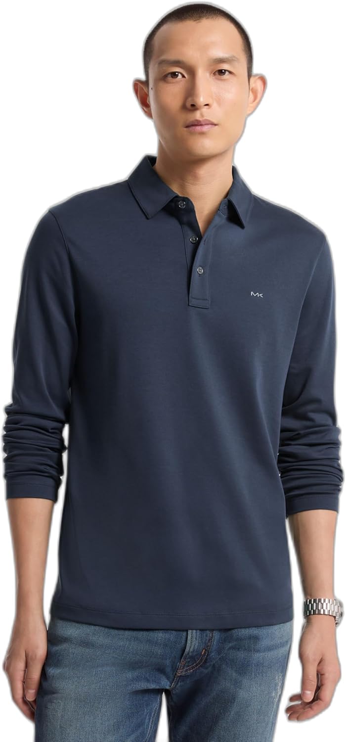 

Michael Kors мужская поло с длинным рукавом Sleek Mk, Midnight, Синий, Michael Kors мужская поло с длинным рукавом Sleek Mk, Midnight