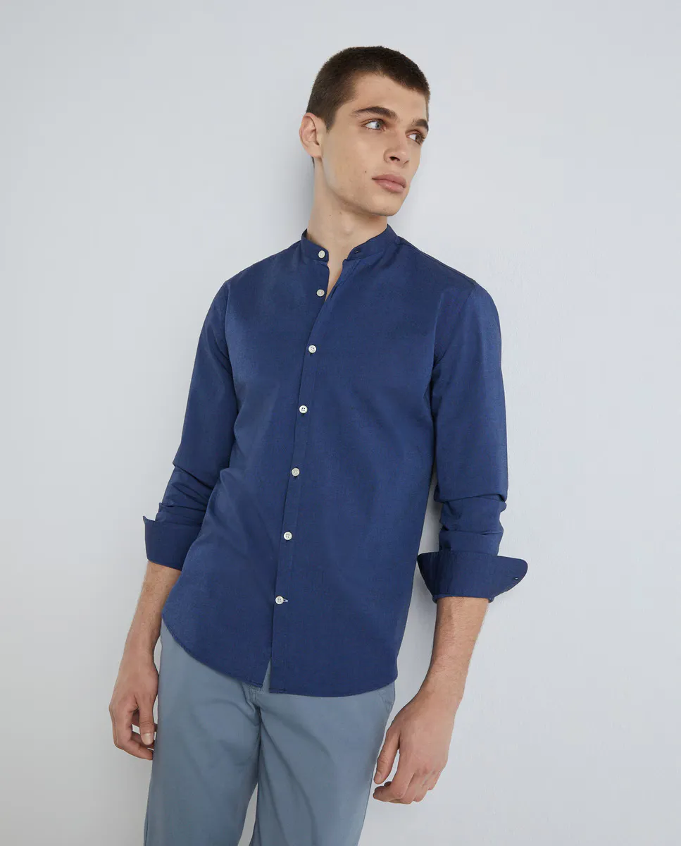 

Мужская рубашка Oxford Mao с длинными рукавами Easy Wear, темно-синий