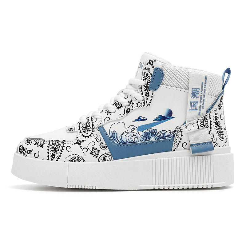 

Кроссовки для скейтбординга High top с амортизацией, отскоком и устойчивостью к истиранию PROTECTCAMEL, белый синий