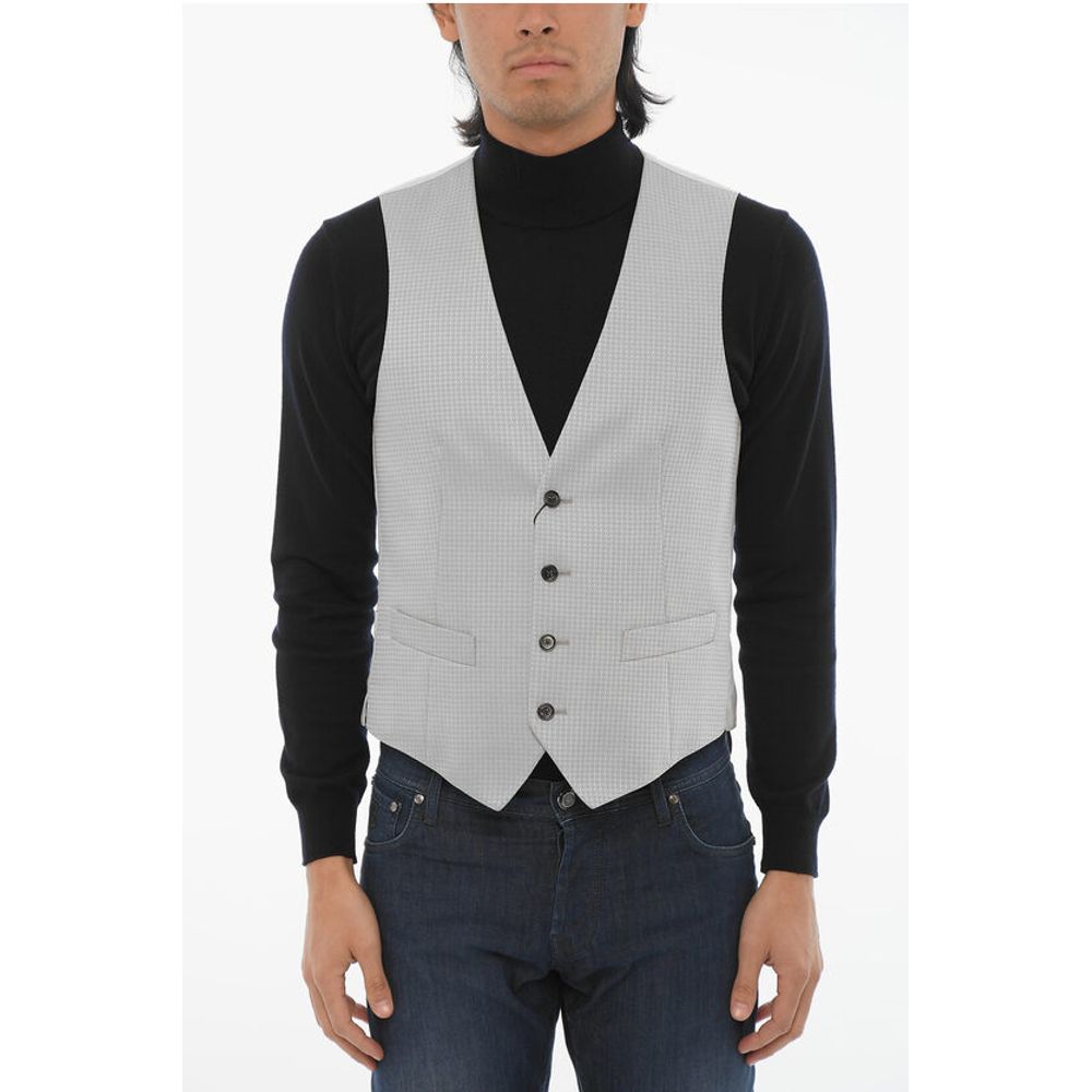 

CC COLLECTION Жилет из смесовой шерсти с контрастными пуговицами Corneliani, Gray