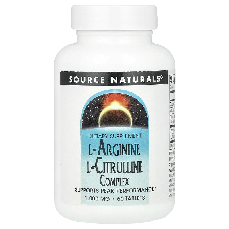 

Source Naturals, L-аргинин и L-цитруллин, 60 таблеток