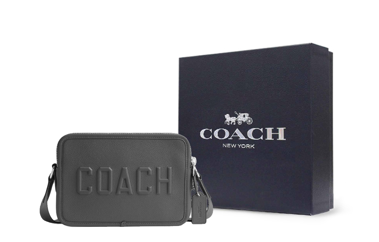 

Charter Кроссбоди Кожаная Плечевая Сумка, Средний Размер Мужская Угольный COACH