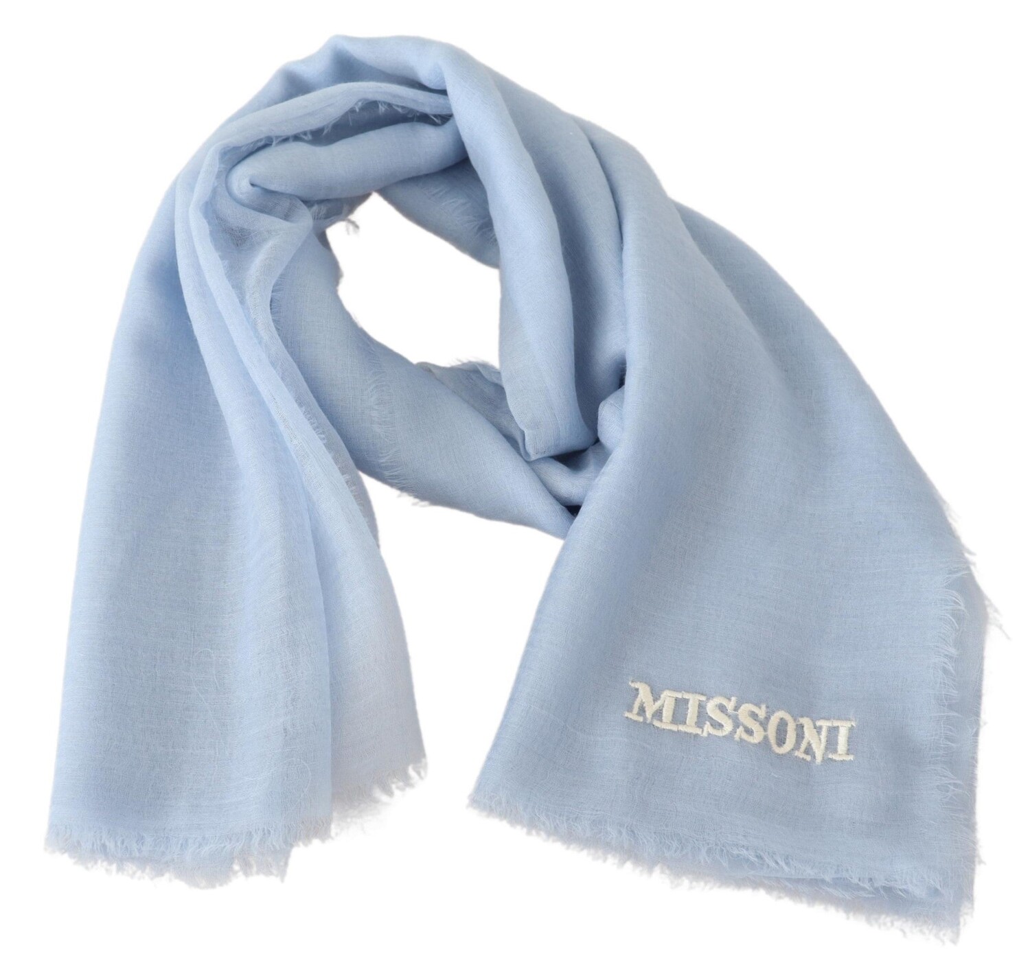 

Мужской шарф унисекс из кашемира Missoni с запахом на шею, цвет Light-Blue