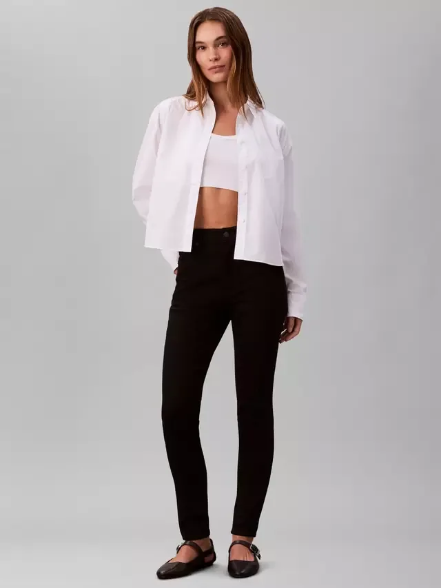 Узкие джинсы с высокой посадкой, классические черные Calvin Klein