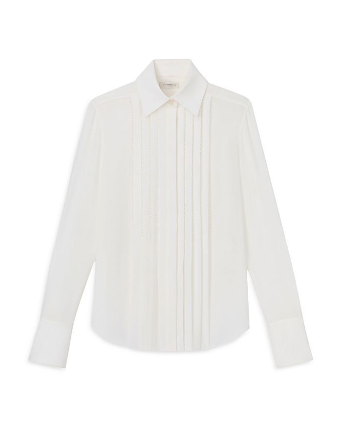 

Блузка с плиссировкой и жемчужной отделкой ручной работы Lafayette 148 New York, белый
