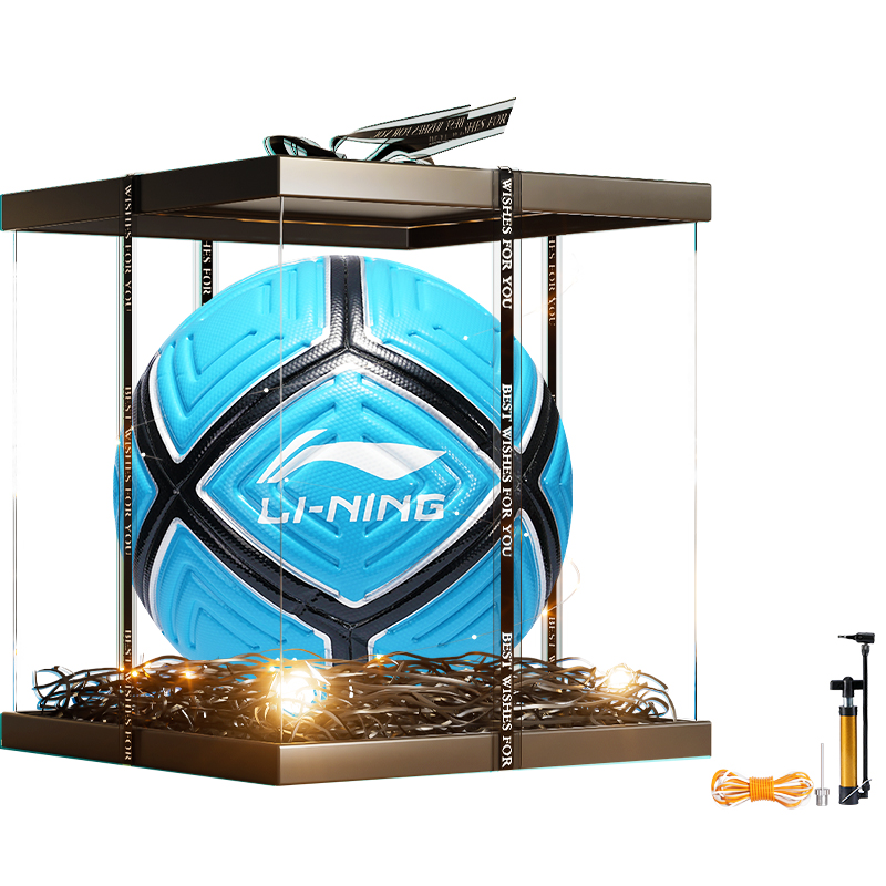 

LINING Размер 5 футбольный мяч TPU бесшовный термосварка Unisex синий черный