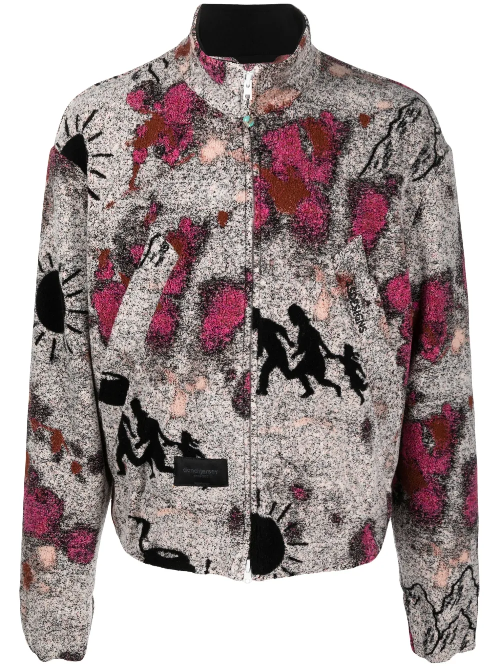 

Куртка на молнии с абстрактным принтом 4SDESIGNS, серый