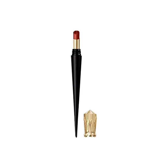 Christian Louboutin CL Narrow High Heel Lip Balm Black Tube Помада, увлажняющая матовая, 2 г, подарок на день рождения, Rich Matte 157L Red Tea Wood