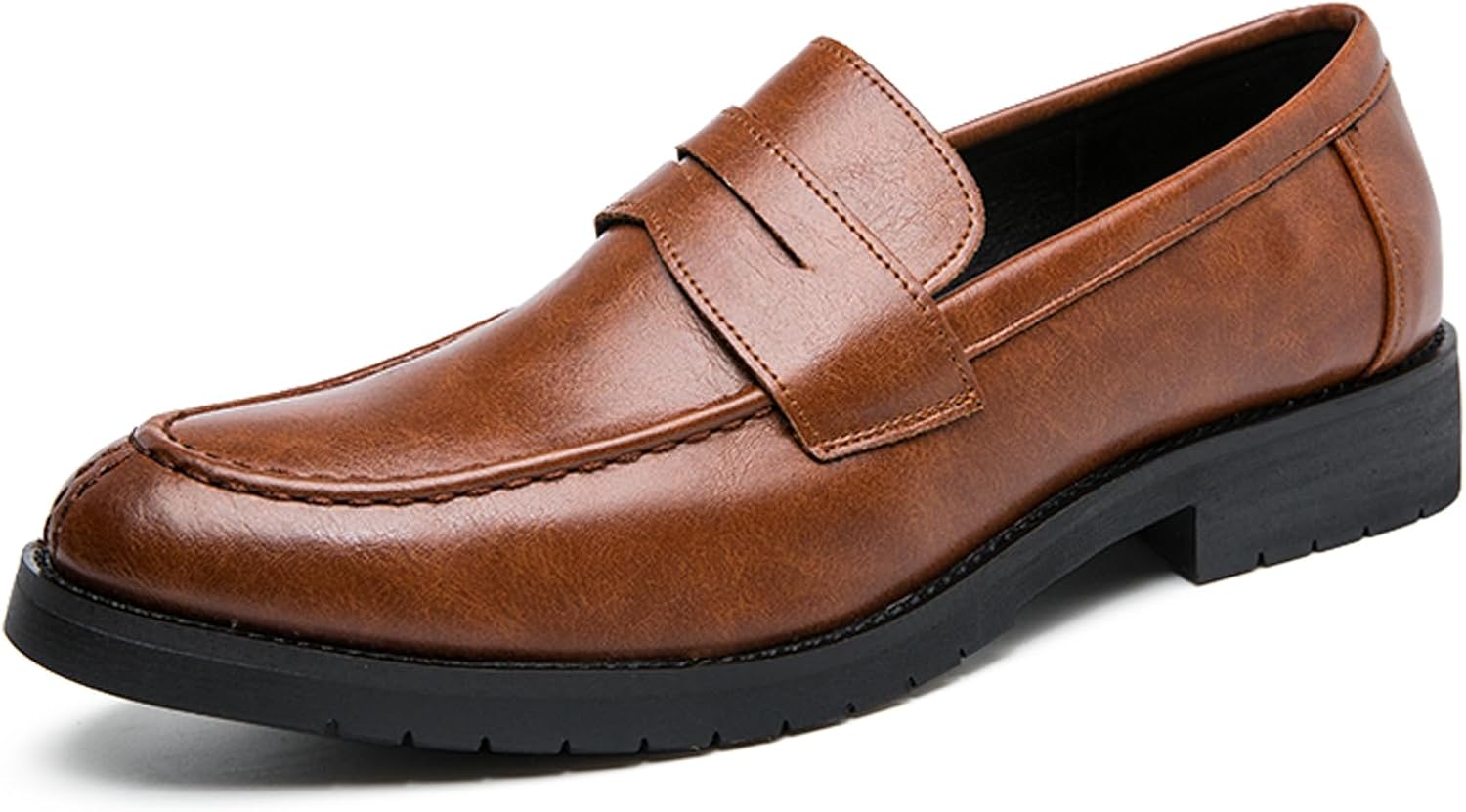 

Мужские повседневные кожаные лоферы с круглым носком и массивной подошвой, модные слипоны, выпуклые, нескользящие, ретро формальные лоферы с монеткой Nvbuke, коричневый