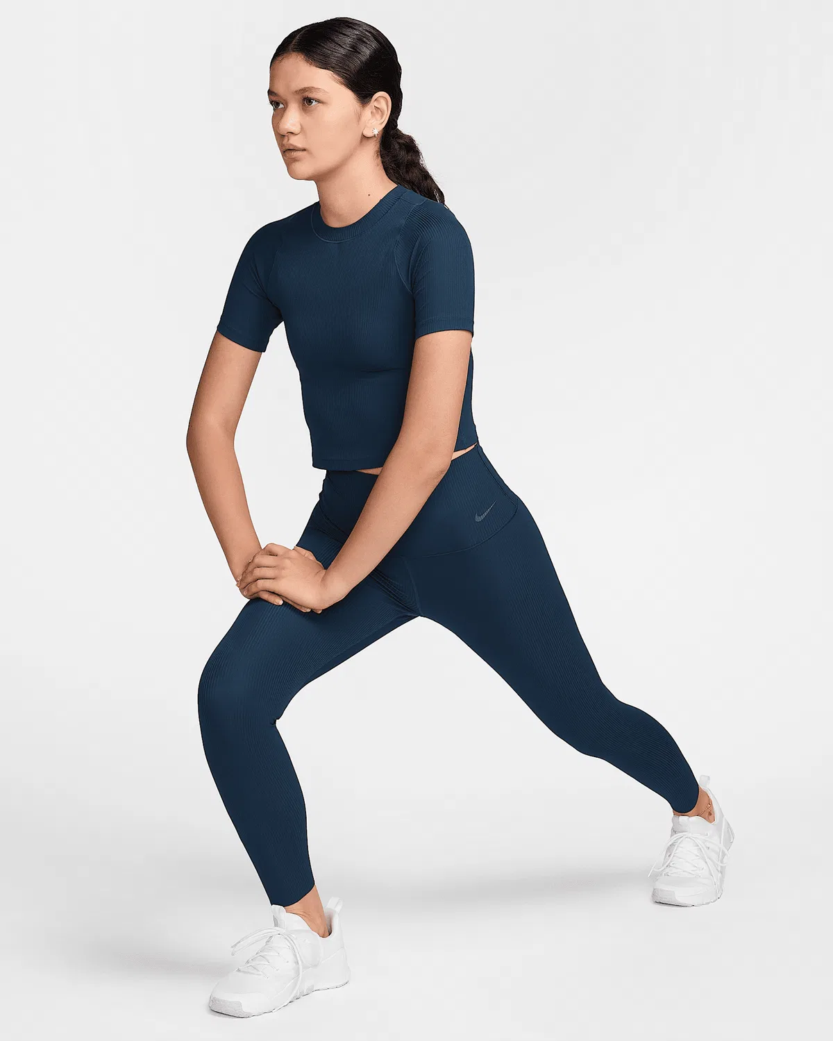 Женские леггинсы Nike Zenvy Rib с высокой посадкой 7/8, Armory Navy/Black
