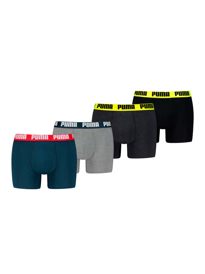 

Боксерские шорты PUMA MEN EVERYDAY BASIC BOXERS 2P в цвете 960 - темно-синий/желтый