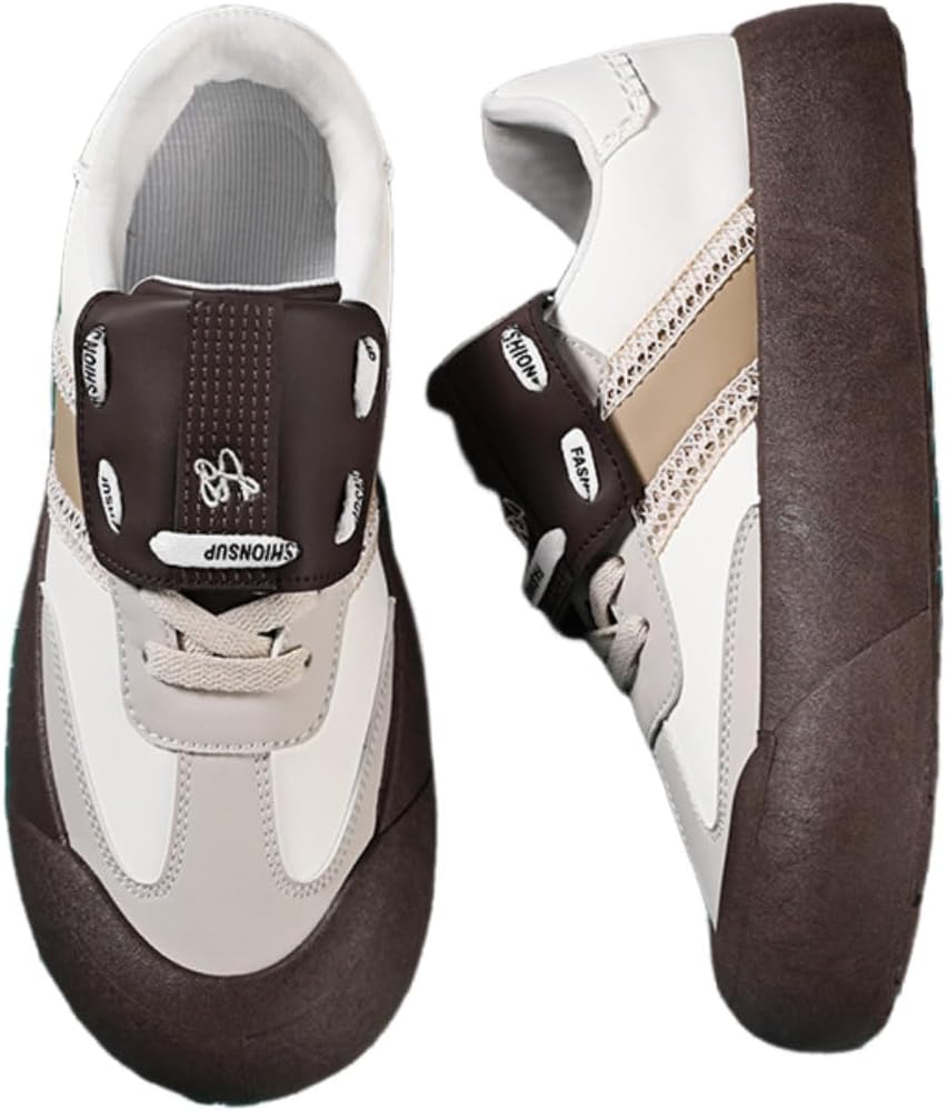 

Мужские кроссовки Lexamen с низким верхом, толстой подошвой, удобные, ретро-стиль, повседневные, на шнуровке, для скейтборда, с контрастной раскраской, коричневый