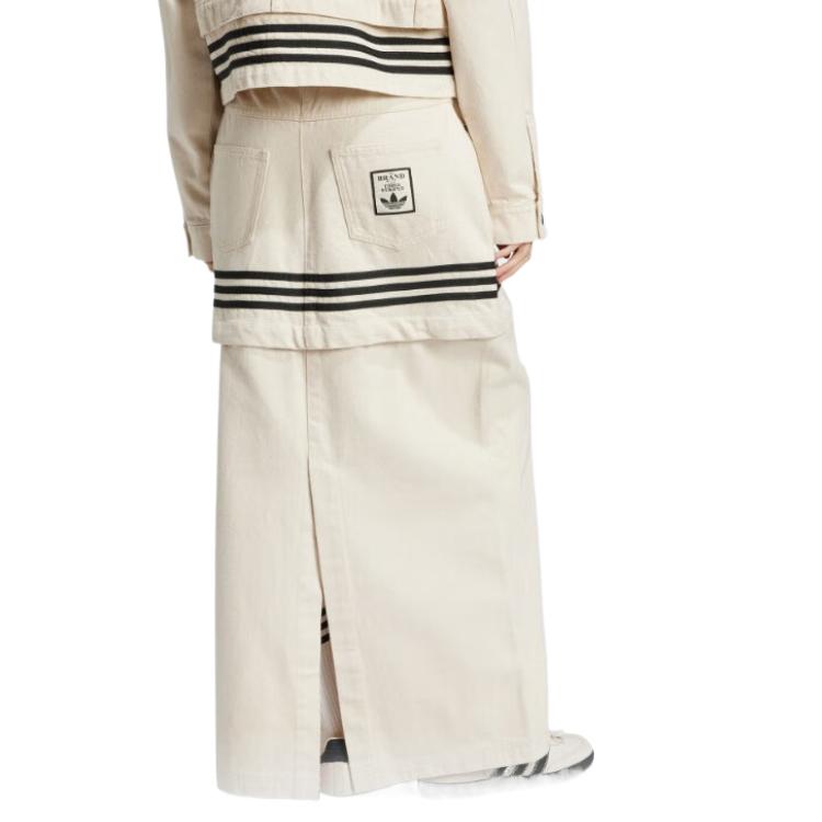 Adidas Originals SS25 Повседневная длинная юбка женская Natural Denim Beige Yellow — фото 3