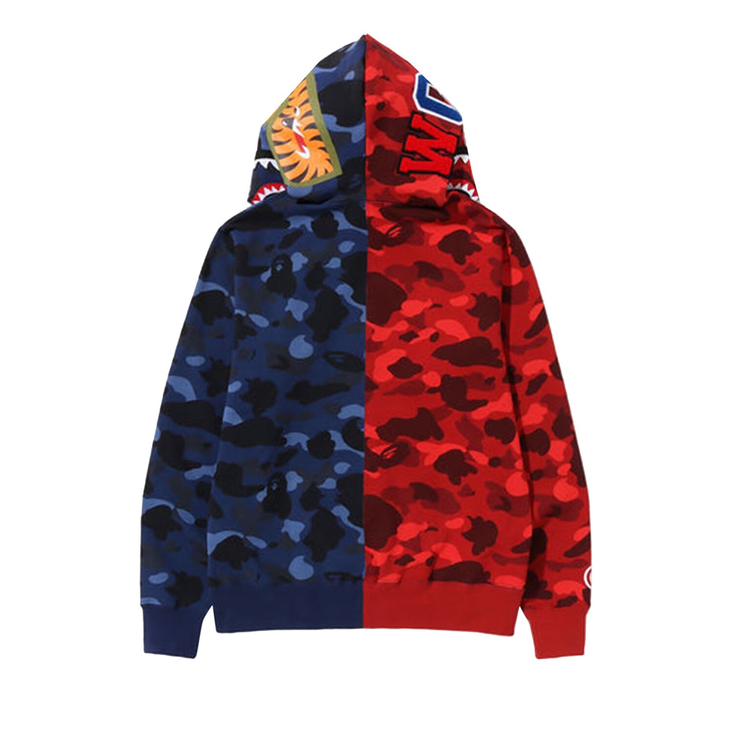 Толстовка на молнии с камуфляжным принтом BAPE Color Camo Shark, цвет Красный/Темно-синий — фото 2