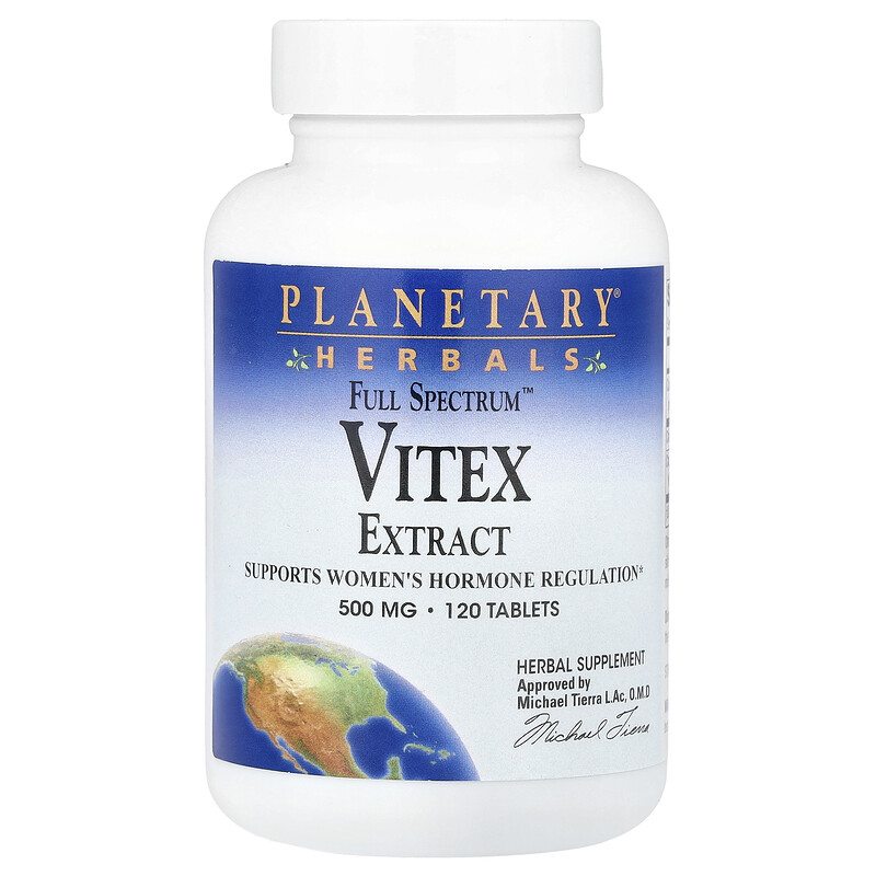 

Planetary Herbals, Экстракт витекса Full Spectrum , 500 мг, 120 таблеток