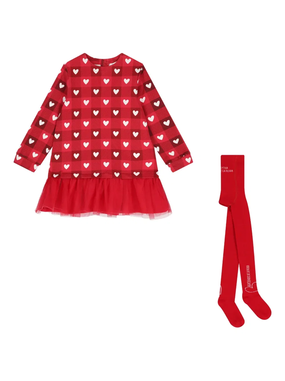 Комплект платья в клетку «сердечки» Agatha Ruiz De La Prada, красный