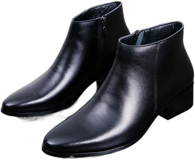 

Мужские черные ботинки до щиколотки с боковой молнией, кубинским каблуком, обувь Челси Waolsu