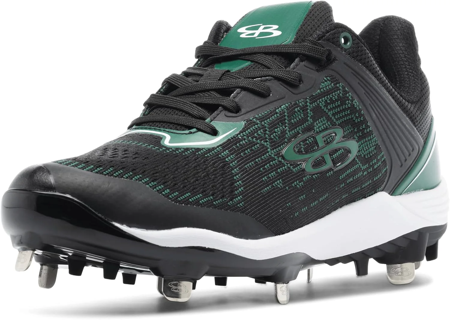Boombah Viper Pureknit Мужские металлические бутсы - Статус - Разнообразие цветов - Разные размеры, черный/темно-зеленый — фото 3