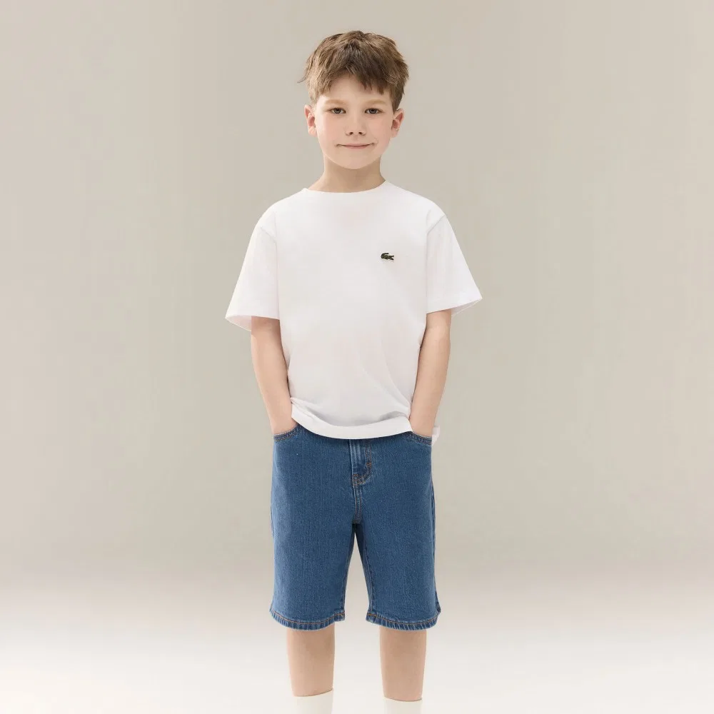 Детские джинсовые шорты светло-голубые от Lacoste — фото 2