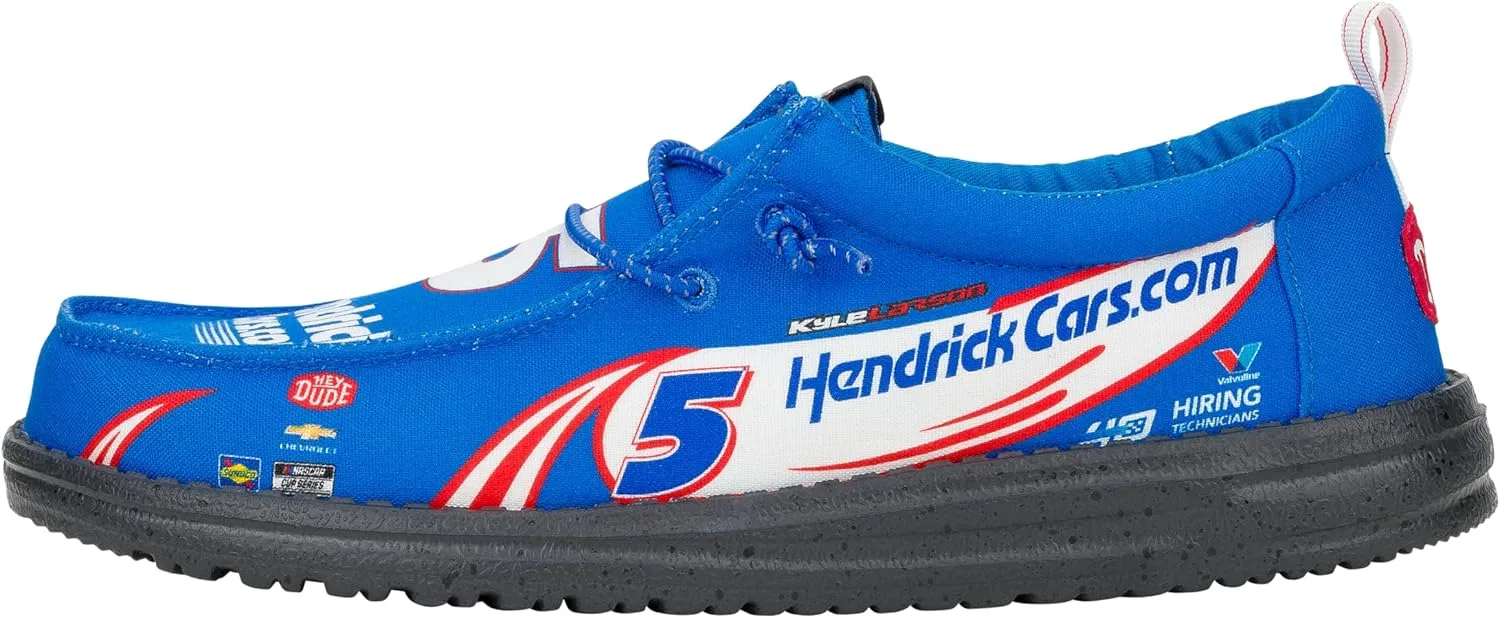 Мужские удобные легкие лоферы HEYDUDE X NASCAR без шнурков, Electric Blue Black