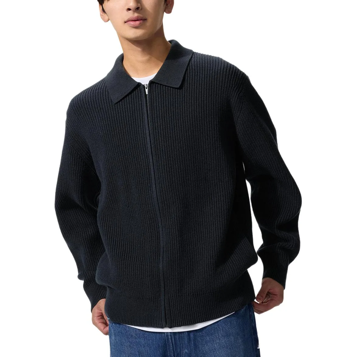 UNIQLO Куртка мужская синяя с лацканами