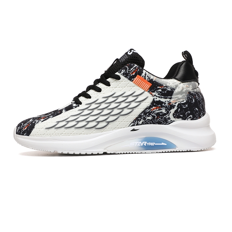 

Kuding Дышащие низкие повседневные кроссовки мужские бело-черные, цвет White Black