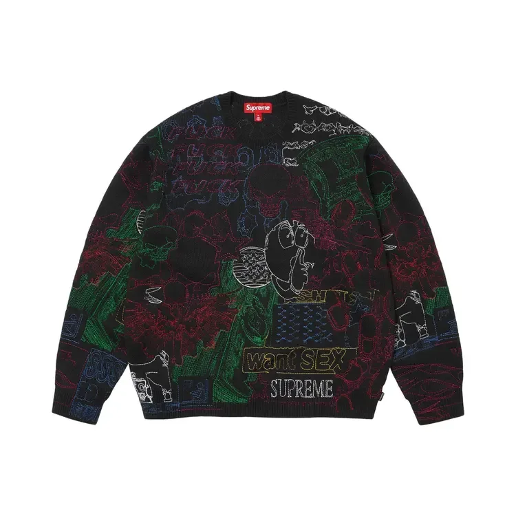 Свитер Supreme Collage с вышивкой, черный