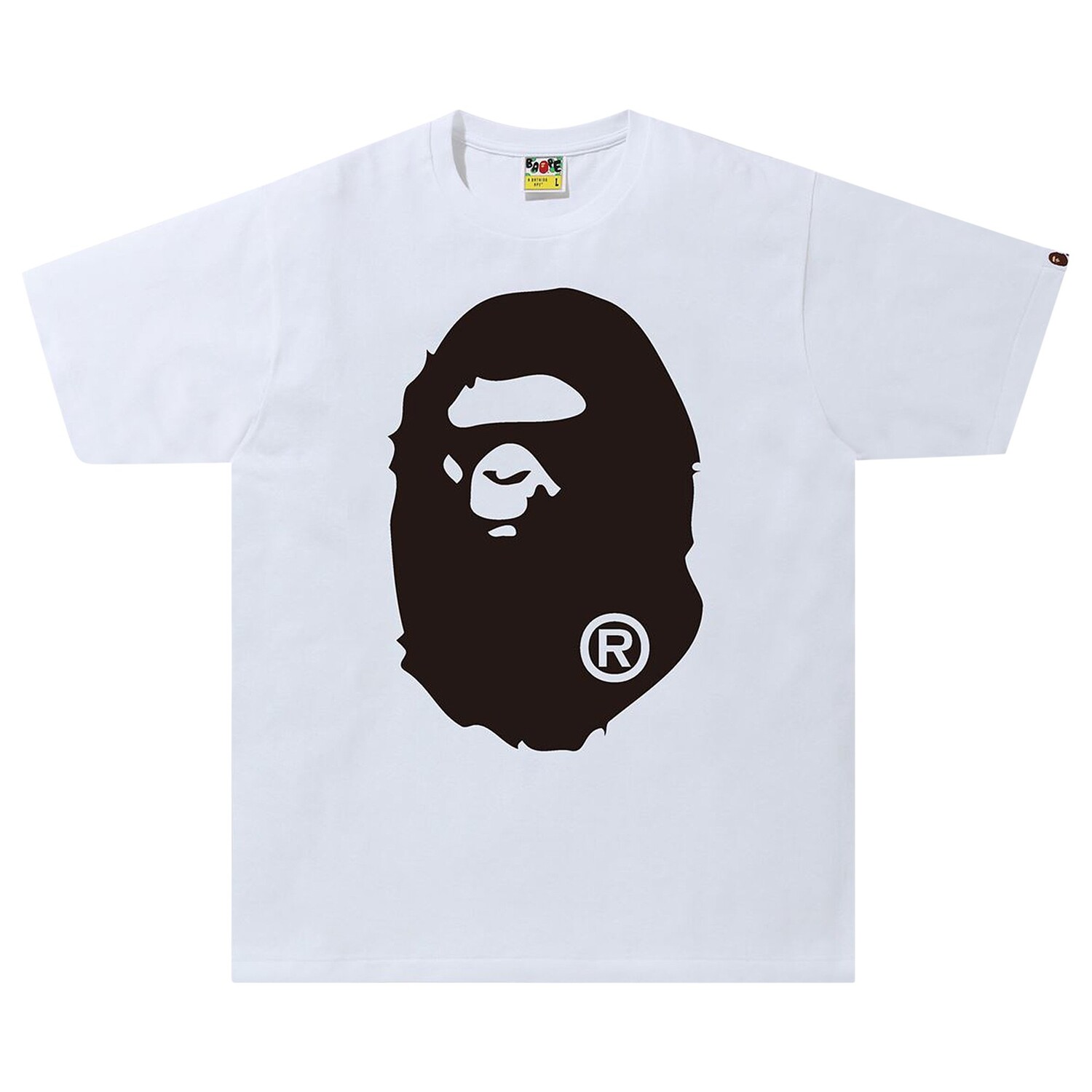 

BAPE Двухцветная футболка с головой большой обезьяны, белая