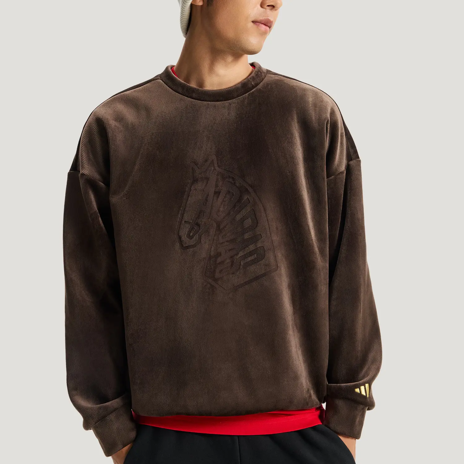 FW25 Графический свитшот с принтом мужской Adidas, aurora коричневый — фото 4