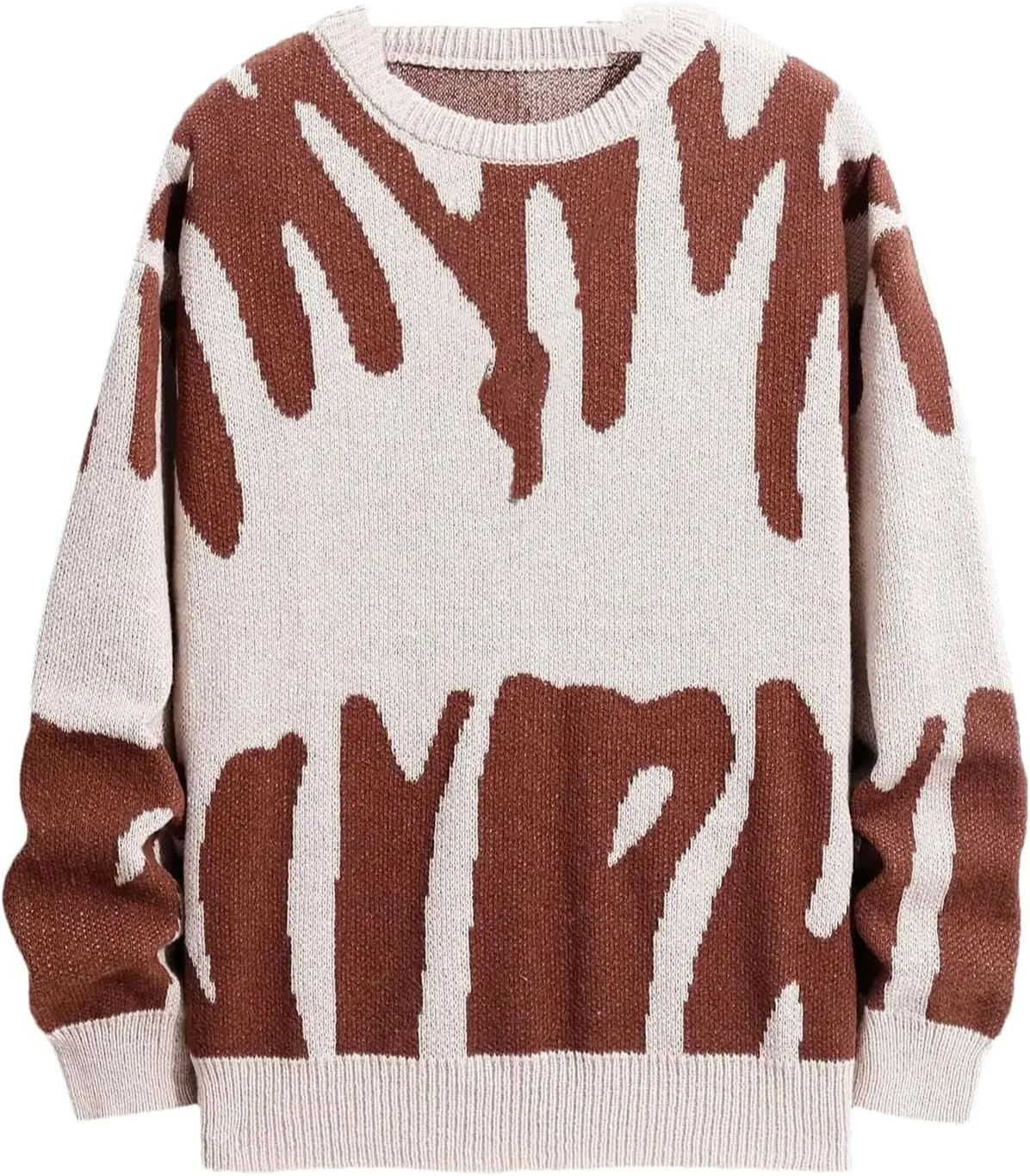 

Мужской свитер с принтом - зимняя модель с контрастным воротником