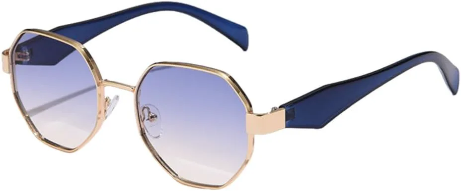 

Солнцезащитные очки Polygon Metal Sunglasses Women Vintage Frames для женщин, роскошные панк-очки, очки для вождения, защита от ультрафиолета UV400 LVTFCO, Blue