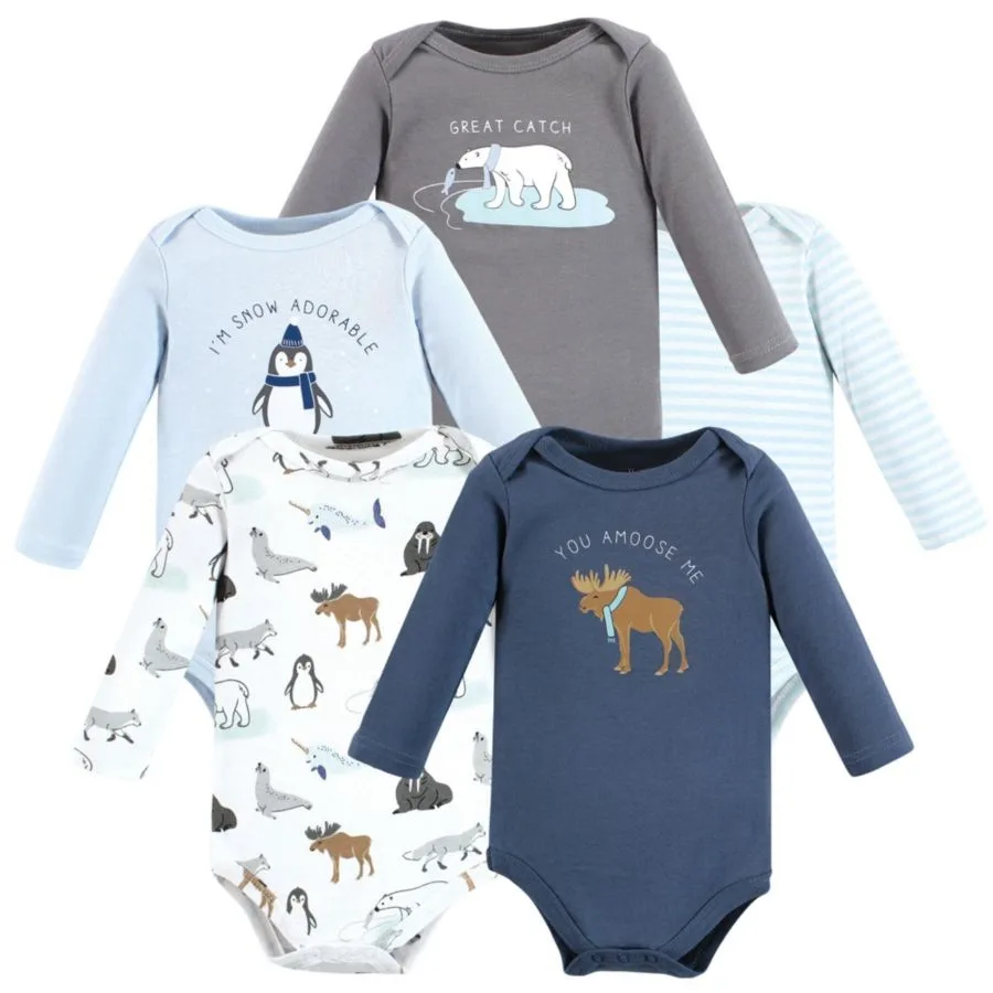 Мягкие хлопковые боди с длинными рукавами, комплект из 5 штук Hudson Baby, Arctic Animals