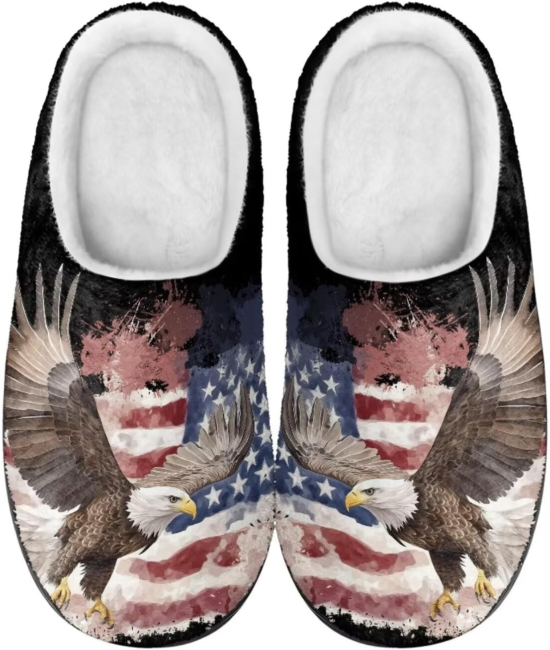 

Мужские и женские плюшевые тапочки, фланелевые теплые мягкие уютные тапочки, домашняя обувь для спальни/улицы, размеры 3-15 Zcfygdx, American Flag Eagle Graphic Print